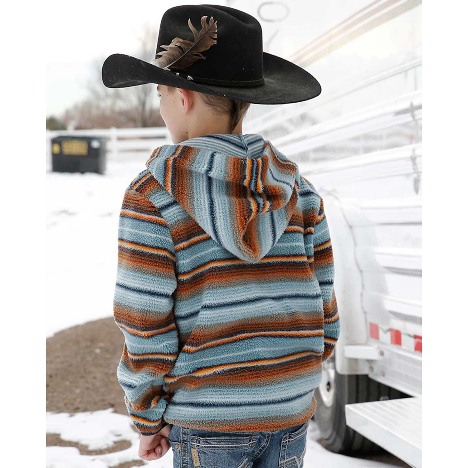 Cinch Boy's Blanket Stripe Sherpa 1/2 Zip Hoodie 4 Cinch Boy's Blanket Stripe Sherpa 1/2 Zip Hoodie - Image 2