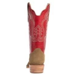 R Watson Boots Men's Sand Roughout 13in. Cherry Red Cowhide Top Square Toe Cowboy Boots -HORSE TACK Store RW8207 2 3
