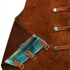 Saddle Barn Tack Brown Turquiose And Gold Rodeo Chaps -HORSE TACK Store SB27 10BTG 4