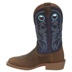 Justin Boots Men's Stampede Peanut Tan 12in Yale Blue Top Square Toe Boot 9 Justin Boots Men's Stampede Peanut Tan 12in Yale Blue Top Square Toe Boot -HORSE TACK Store SE7611 3