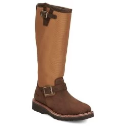 Justin Boots Women's Cottonwood Hickory Brown Square Toe 17in Tall Snake Boot -HORSE TACK Store SN6914 02