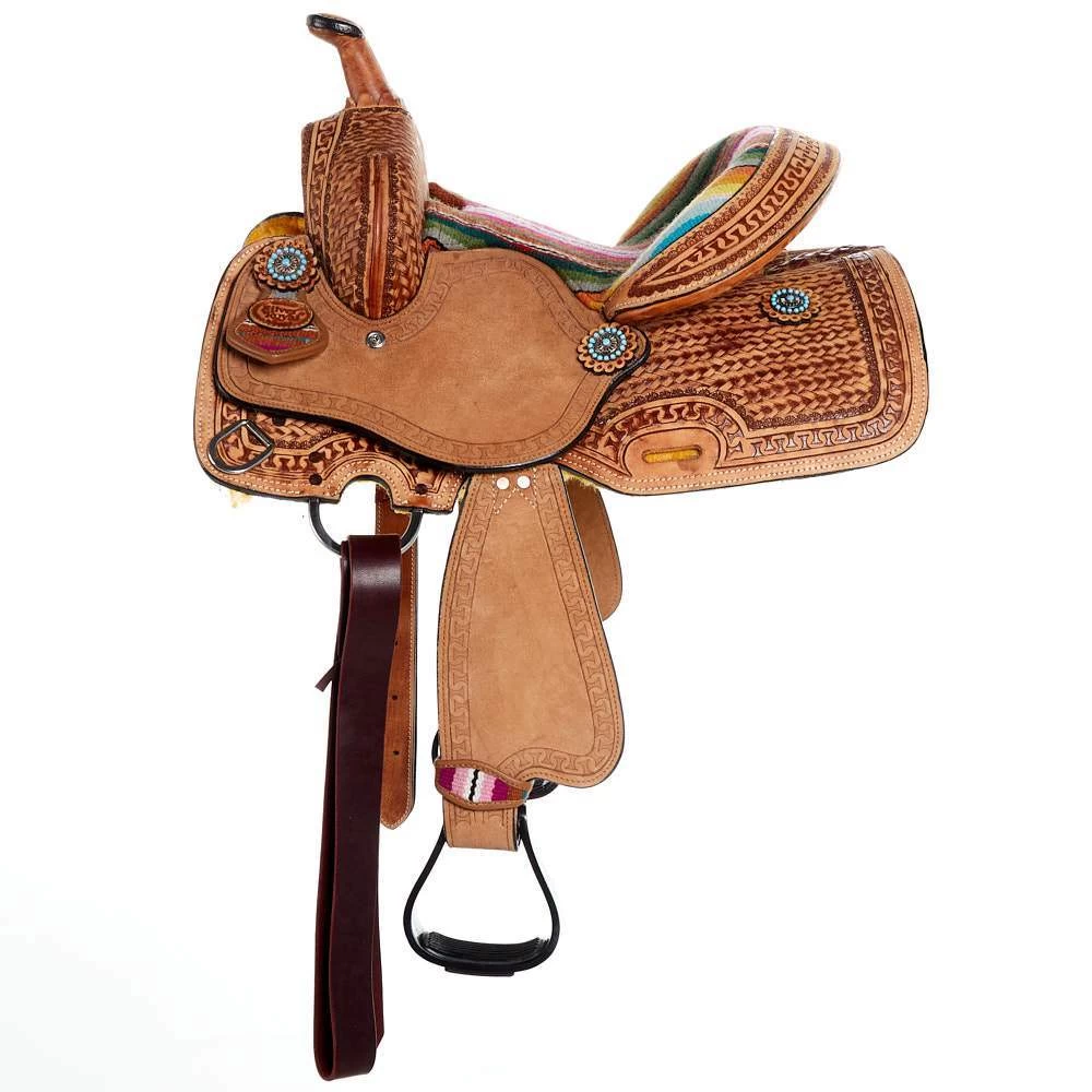 Tough 1 13in. Woven Serape Seat Barrel Saddle 4 Tough 1 13in. Woven Serape Seat Barrel Saddle - Image 2