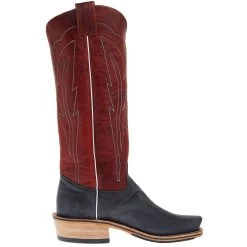 Olathe Boot Company Men`s Black Wyoming Reverse 16in Deep Red Navajo Bison Dog Top Cutter Toe Boot -HORSE TACK Store TT14 05