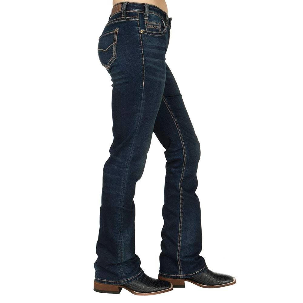 Rock & Roll Cowgirl Riding Extra Stretch Dark Wash Jeans 5 Rock & Roll Cowgirl Riding Extra Stretch Dark Wash Jeans - Image 3