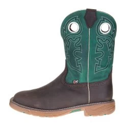 Justin Boot Company Men's H20 Rush Brown 11in. Green Top Soft Toe Work Boot -HORSE TACK Store WK4339 2